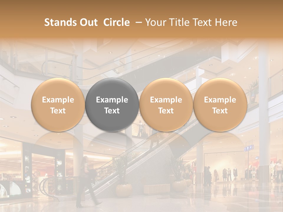 Shoppers At Multilevel Shopping Center PowerPoint Template