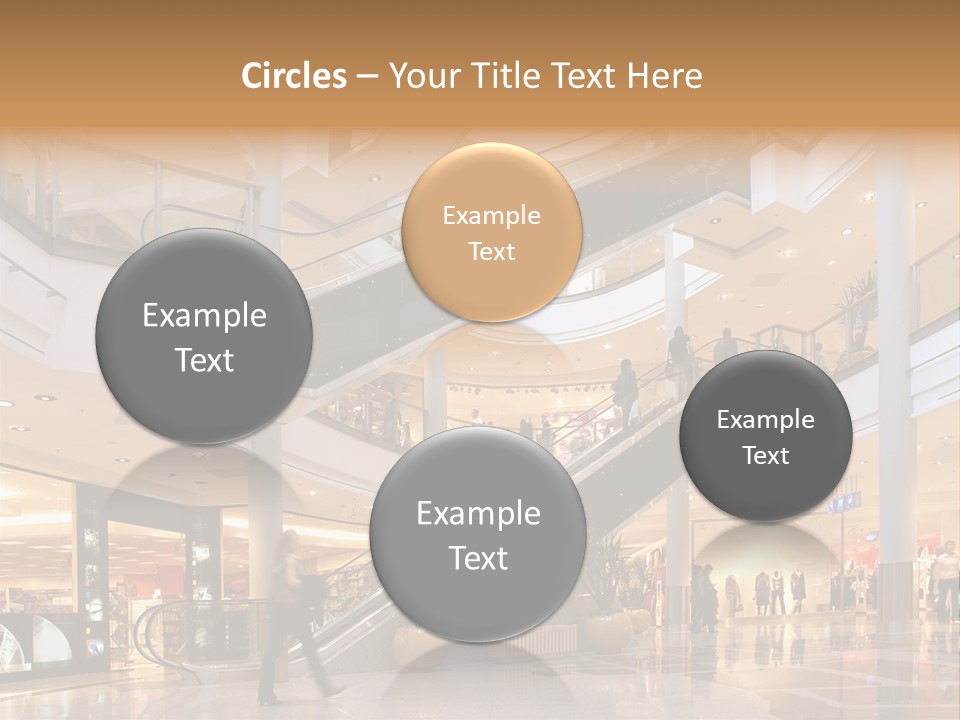Shoppers At Multilevel Shopping Center PowerPoint Template