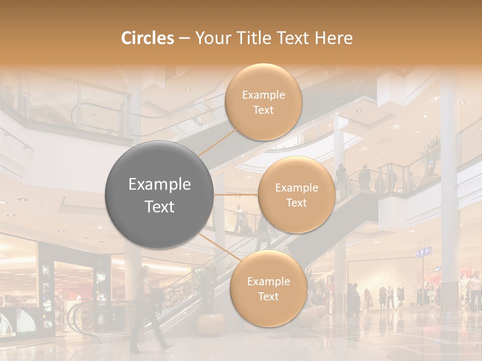 Shoppers At Multilevel Shopping Center PowerPoint Template