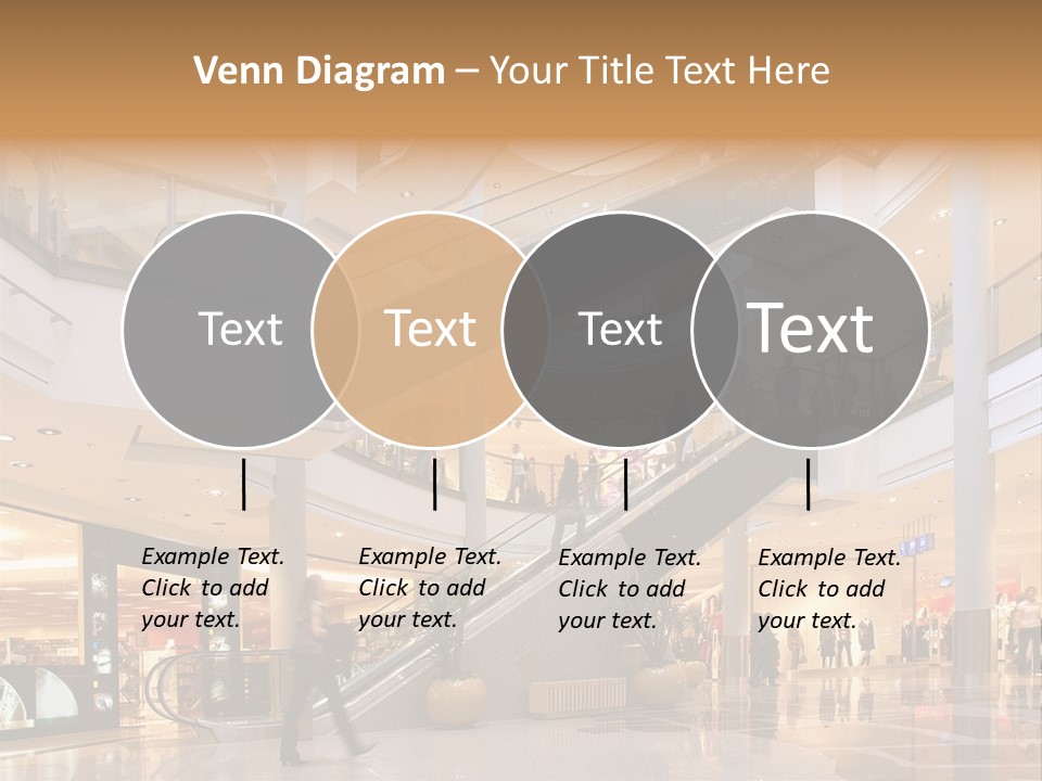 Shoppers At Multilevel Shopping Center PowerPoint Template