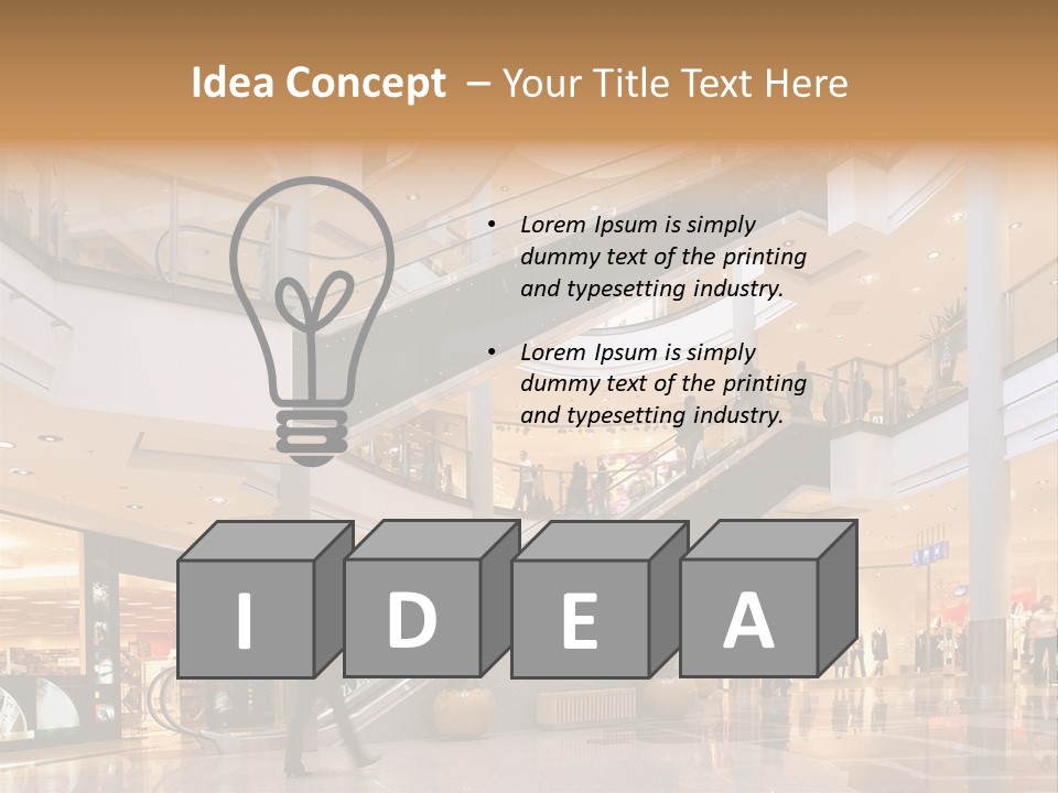 Shoppers At Multilevel Shopping Center PowerPoint Template