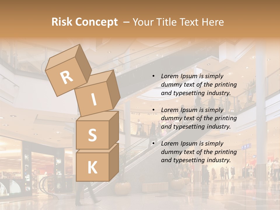 Shoppers At Multilevel Shopping Center PowerPoint Template