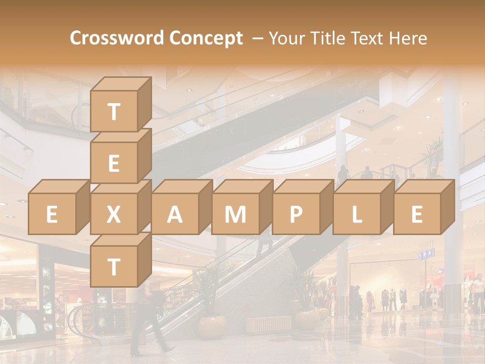 Shoppers At Multilevel Shopping Center PowerPoint Template