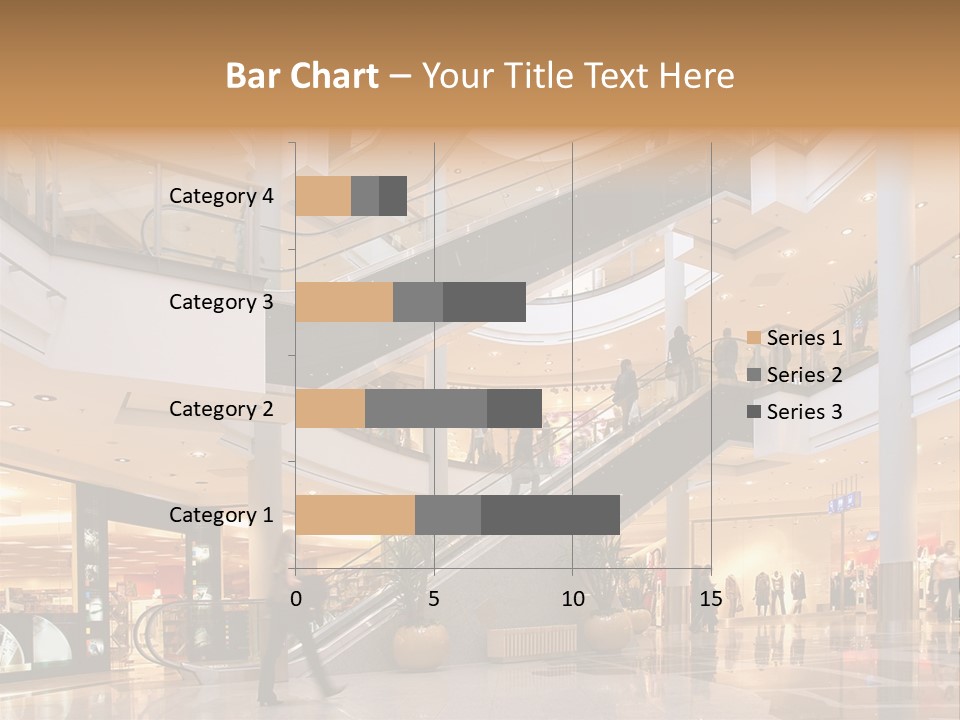 Shoppers At Multilevel Shopping Center PowerPoint Template