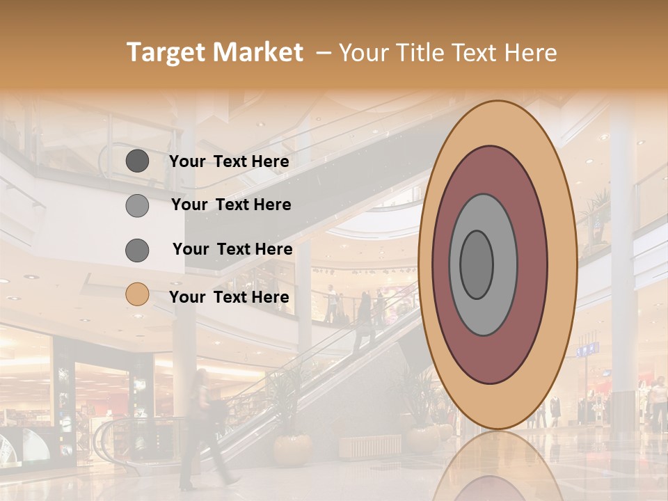 Shoppers At Multilevel Shopping Center PowerPoint Template