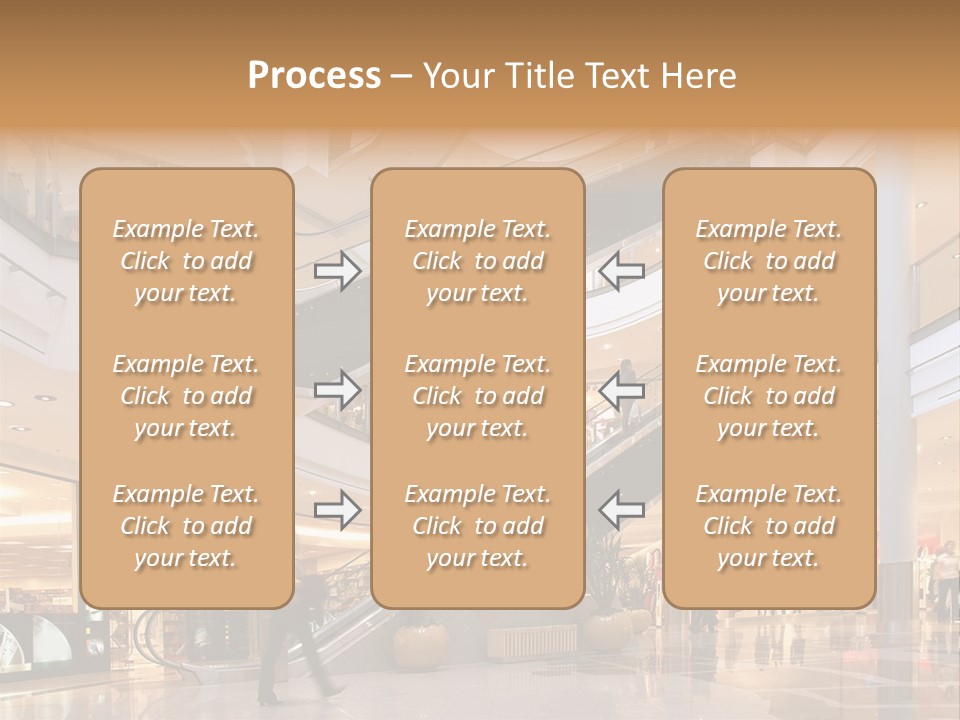 Shoppers At Multilevel Shopping Center PowerPoint Template