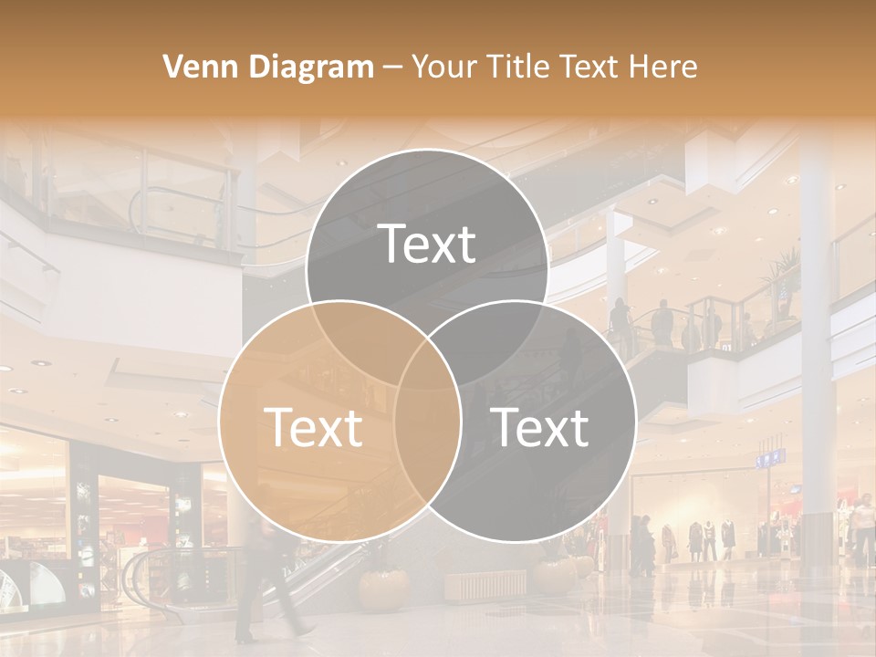 Shoppers At Multilevel Shopping Center PowerPoint Template