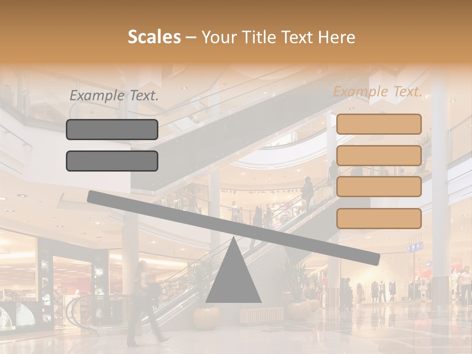 Shoppers At Multilevel Shopping Center PowerPoint Template
