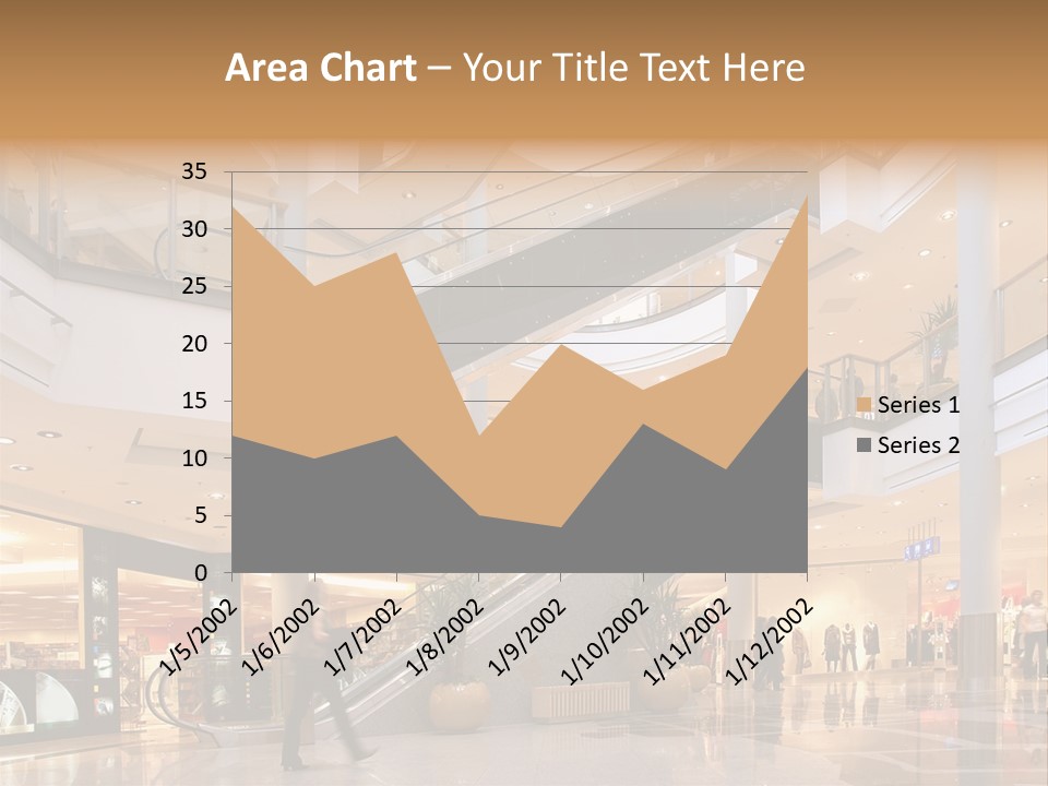 Shoppers At Multilevel Shopping Center PowerPoint Template