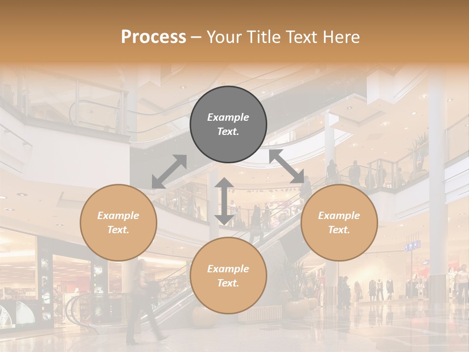 Shoppers At Multilevel Shopping Center PowerPoint Template
