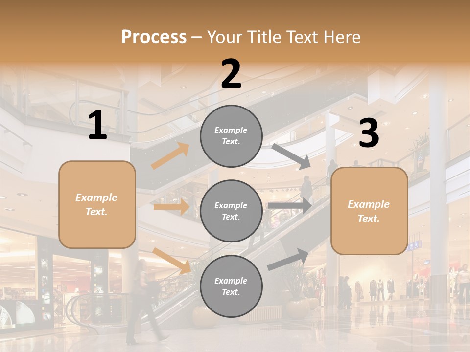 Shoppers At Multilevel Shopping Center PowerPoint Template