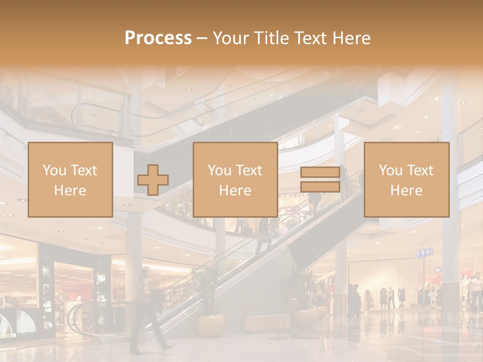 Shoppers At Multilevel Shopping Center PowerPoint Template