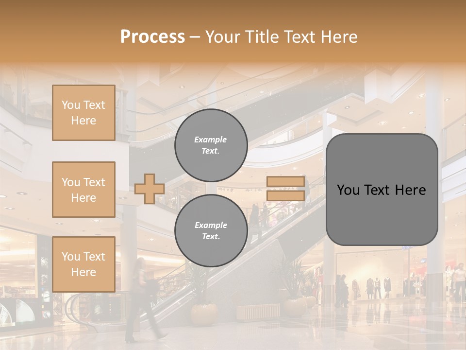 Shoppers At Multilevel Shopping Center PowerPoint Template