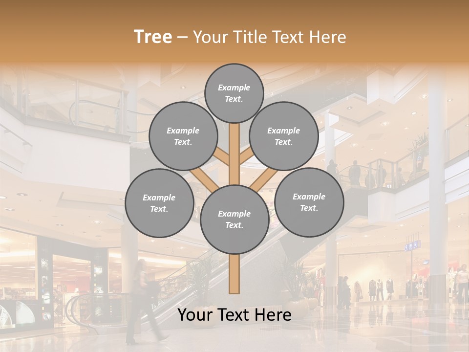 Shoppers At Multilevel Shopping Center PowerPoint Template