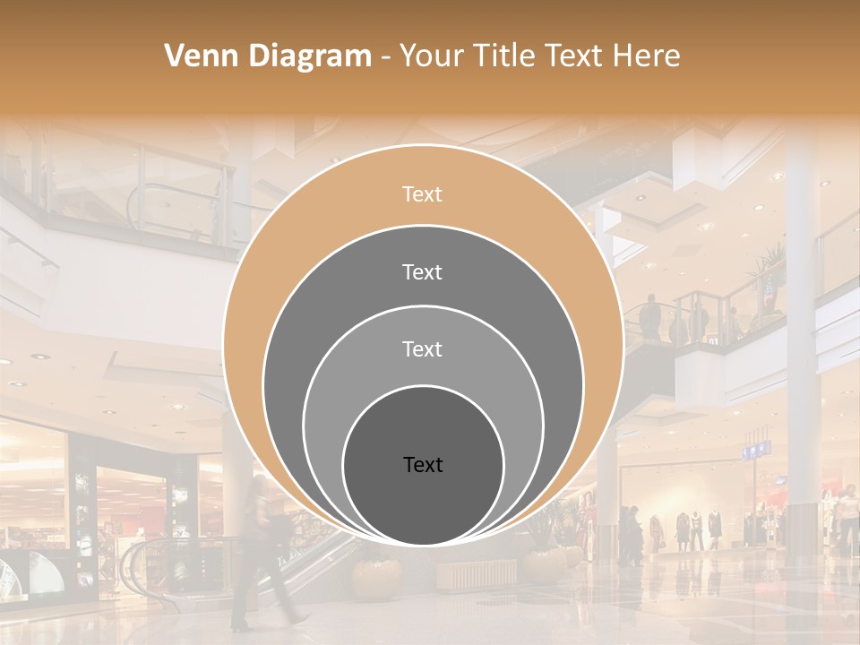 Shoppers At Multilevel Shopping Center PowerPoint Template