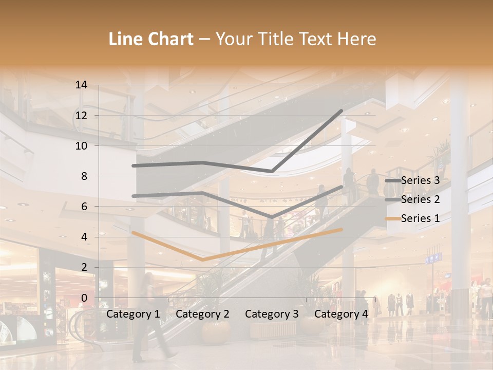 Shoppers At Multilevel Shopping Center PowerPoint Template