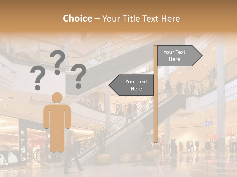 Shoppers At Multilevel Shopping Center PowerPoint Template