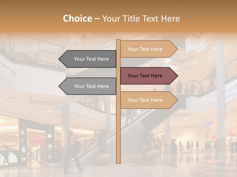 Shoppers At Multilevel Shopping Center PowerPoint Template