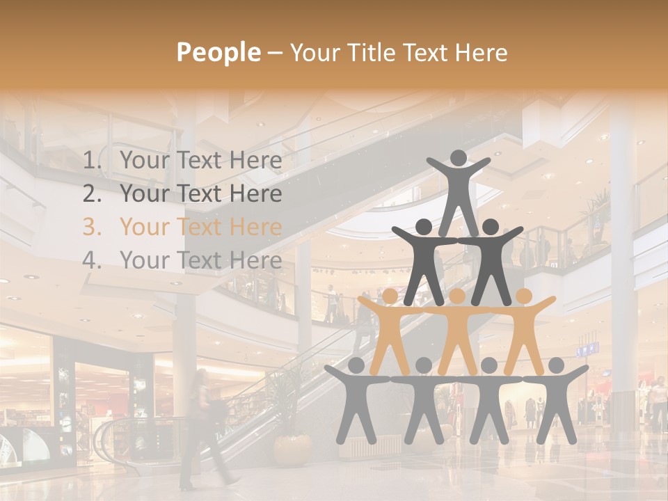 Shoppers At Multilevel Shopping Center PowerPoint Template