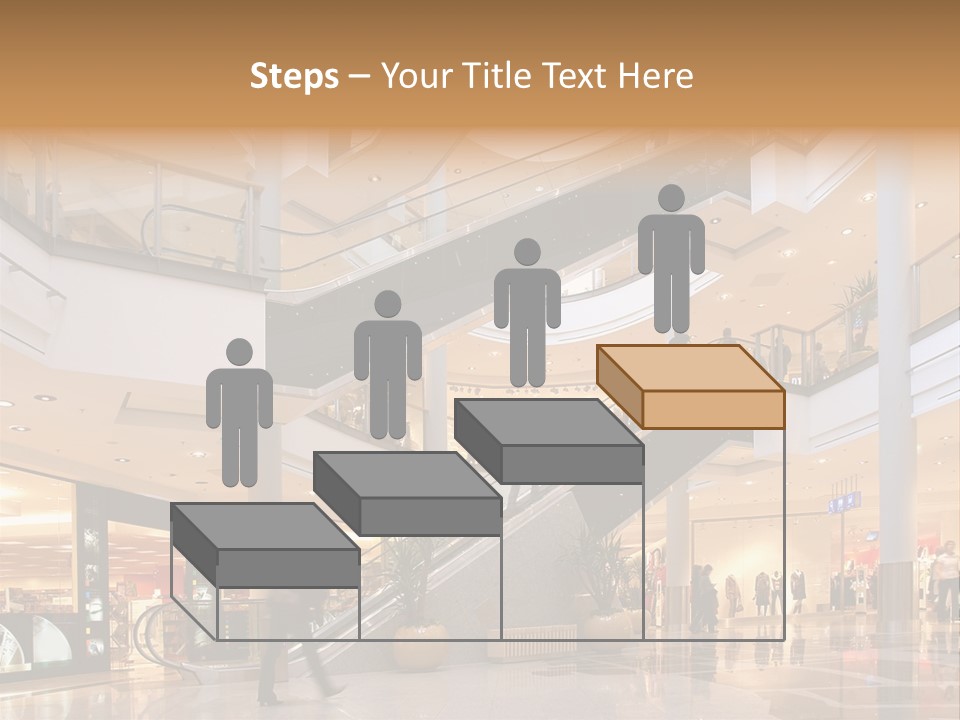 Shoppers At Multilevel Shopping Center PowerPoint Template