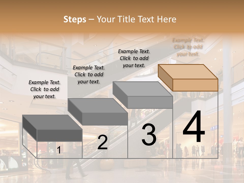 Shoppers At Multilevel Shopping Center PowerPoint Template