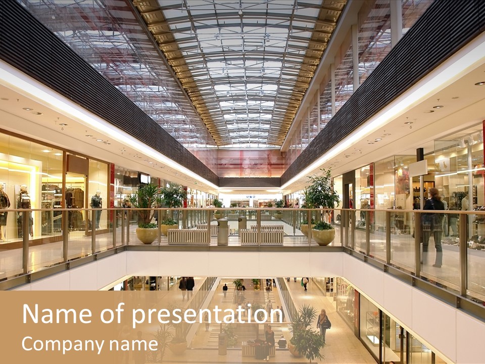 Passage In Multilevel Shopping Mall PowerPoint Template