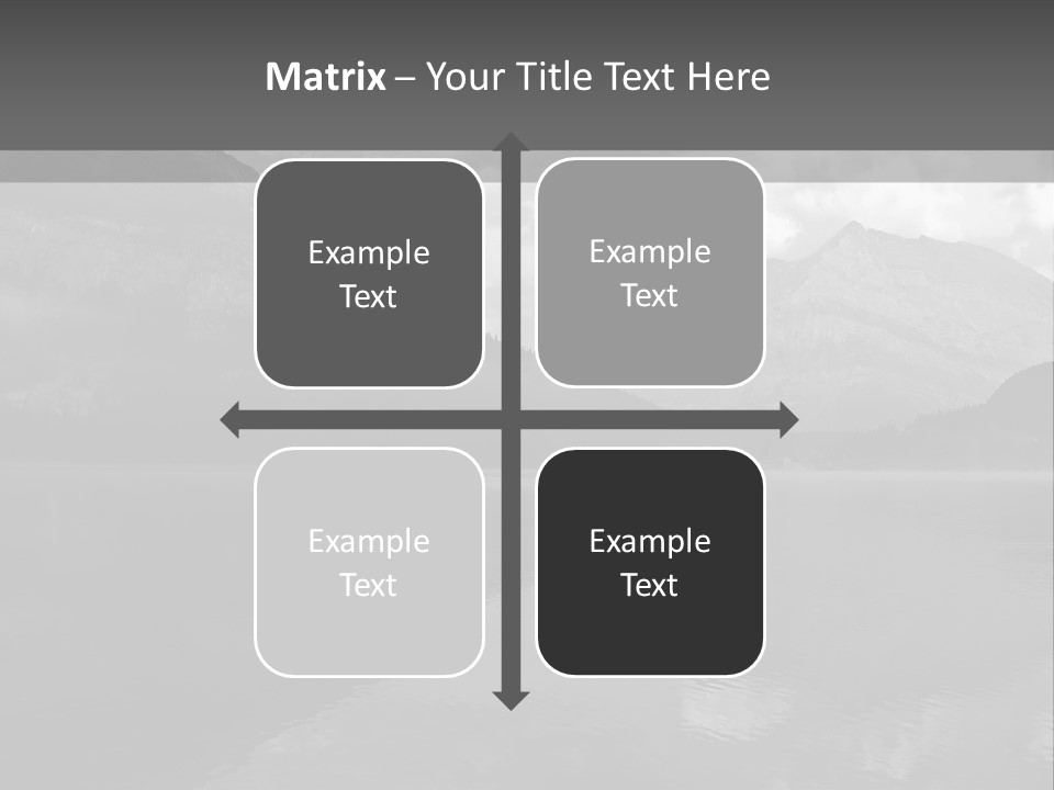 A Black And White Photo Of A Lake With Mountains In The Background PowerPoint Template