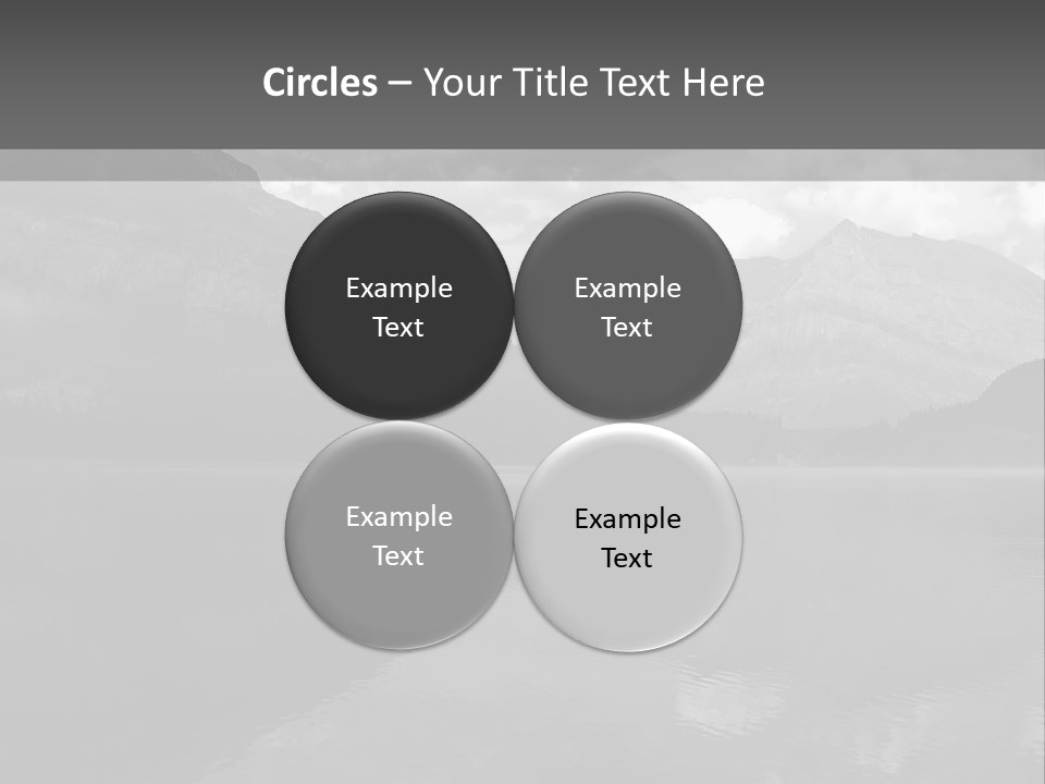 A Black And White Photo Of A Lake With Mountains In The Background PowerPoint Template