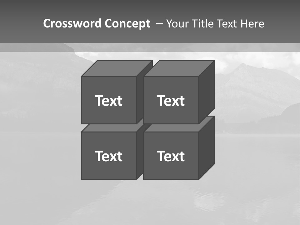 A Black And White Photo Of A Lake With Mountains In The Background PowerPoint Template