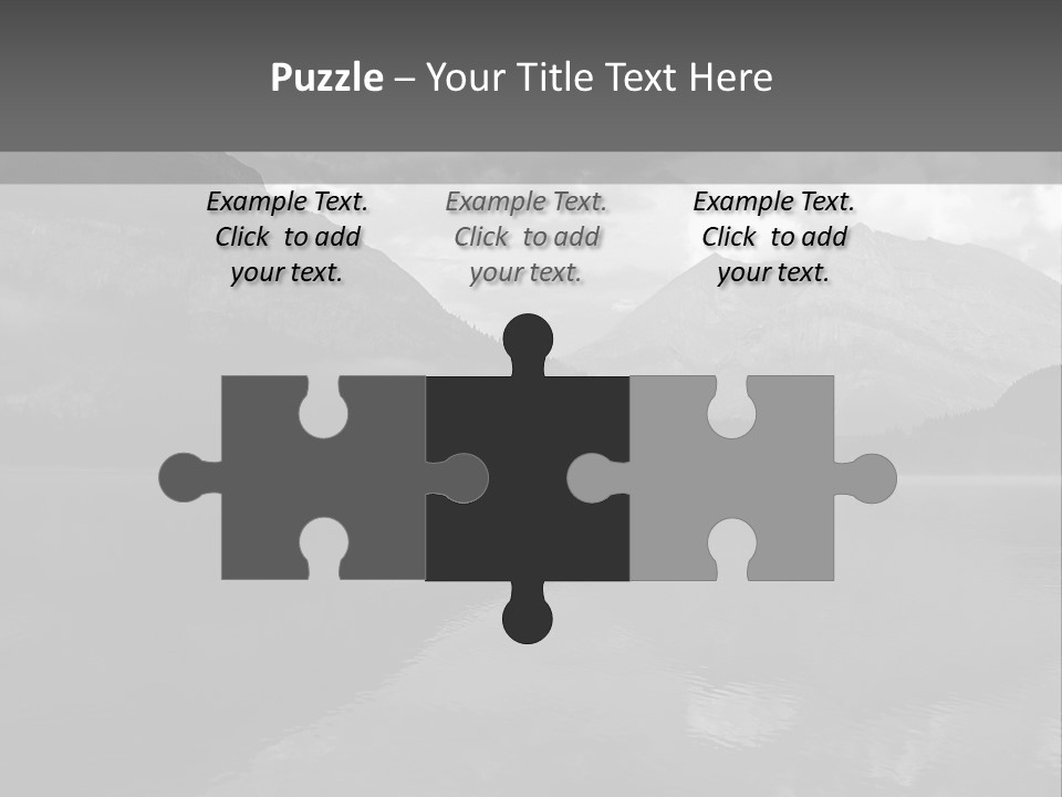 A Black And White Photo Of A Lake With Mountains In The Background PowerPoint Template