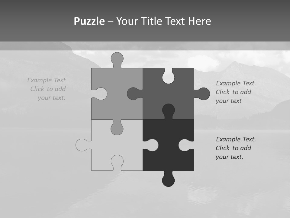 A Black And White Photo Of A Lake With Mountains In The Background PowerPoint Template