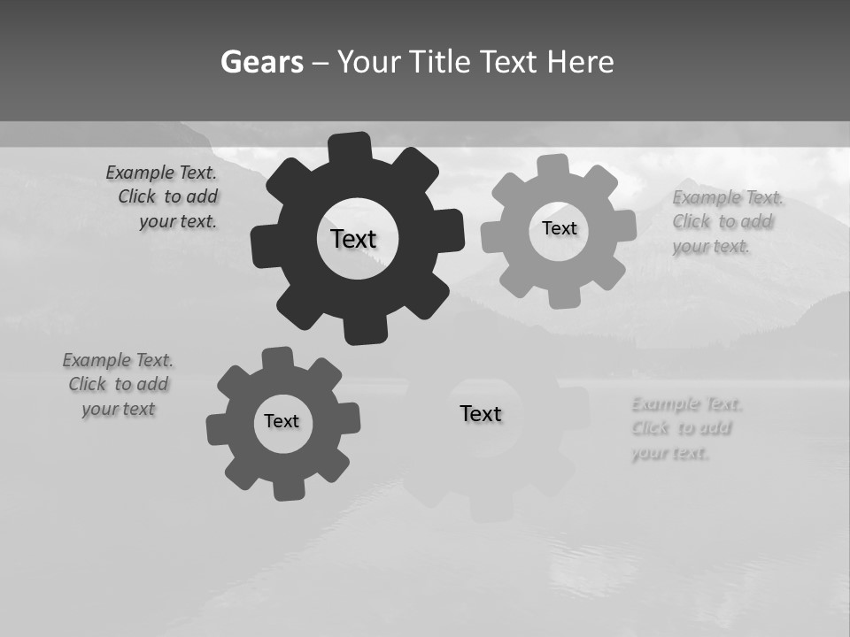 A Black And White Photo Of A Lake With Mountains In The Background PowerPoint Template