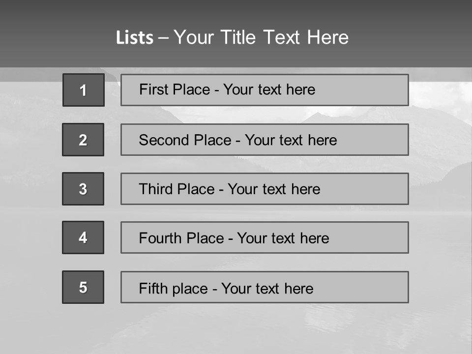 A Black And White Photo Of A Lake With Mountains In The Background PowerPoint Template