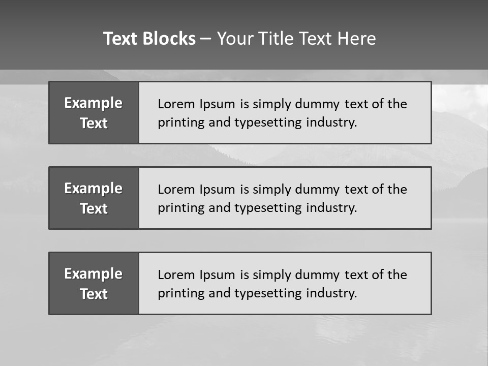 A Black And White Photo Of A Lake With Mountains In The Background PowerPoint Template