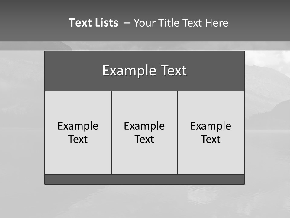 A Black And White Photo Of A Lake With Mountains In The Background PowerPoint Template