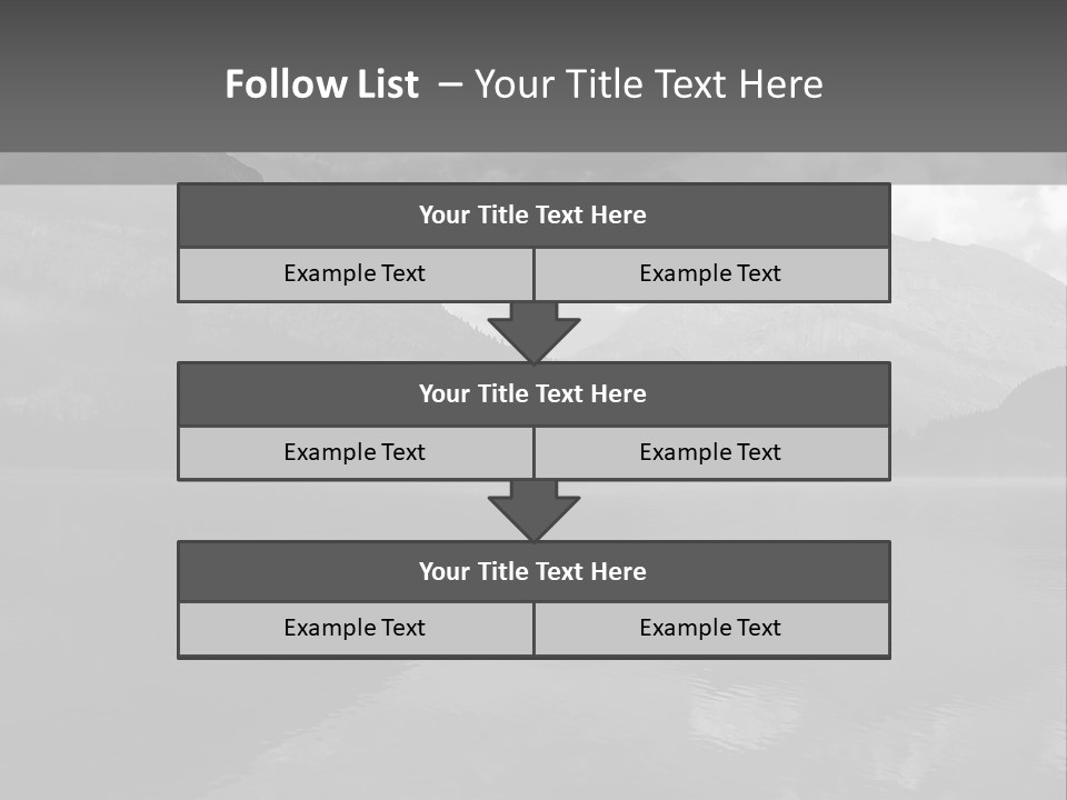 A Black And White Photo Of A Lake With Mountains In The Background PowerPoint Template
