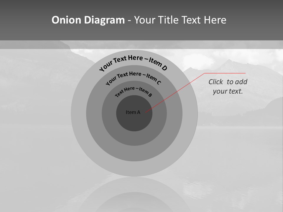 A Black And White Photo Of A Lake With Mountains In The Background PowerPoint Template