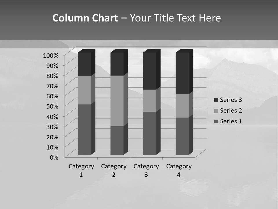 A Black And White Photo Of A Lake With Mountains In The Background PowerPoint Template