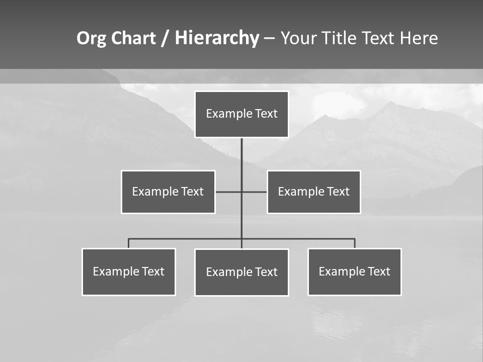 A Black And White Photo Of A Lake With Mountains In The Background PowerPoint Template