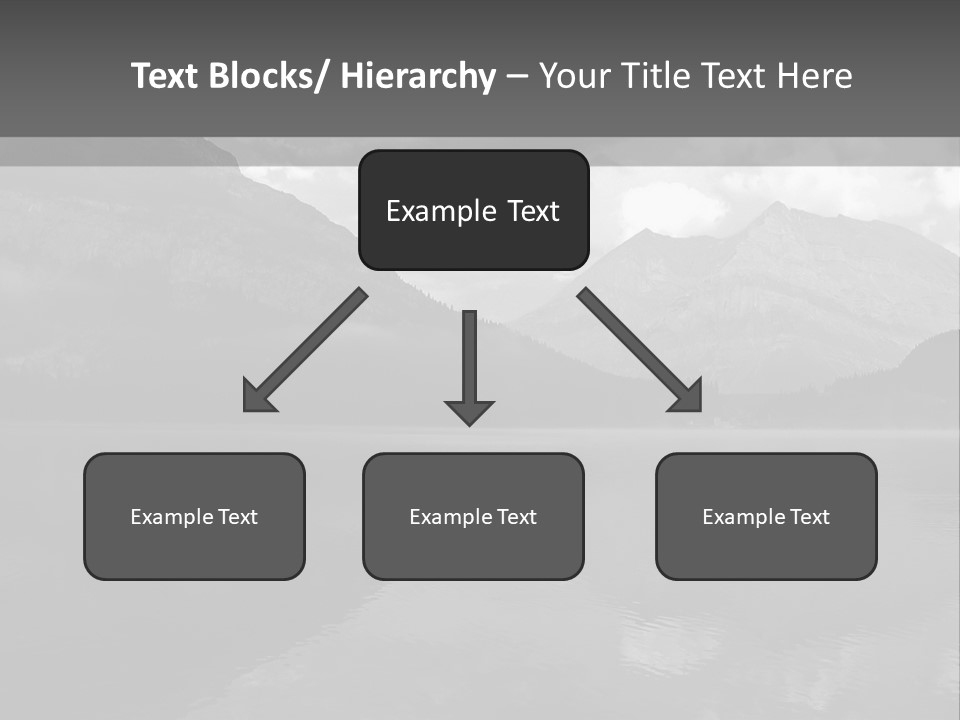 A Black And White Photo Of A Lake With Mountains In The Background PowerPoint Template