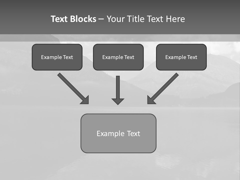 A Black And White Photo Of A Lake With Mountains In The Background PowerPoint Template