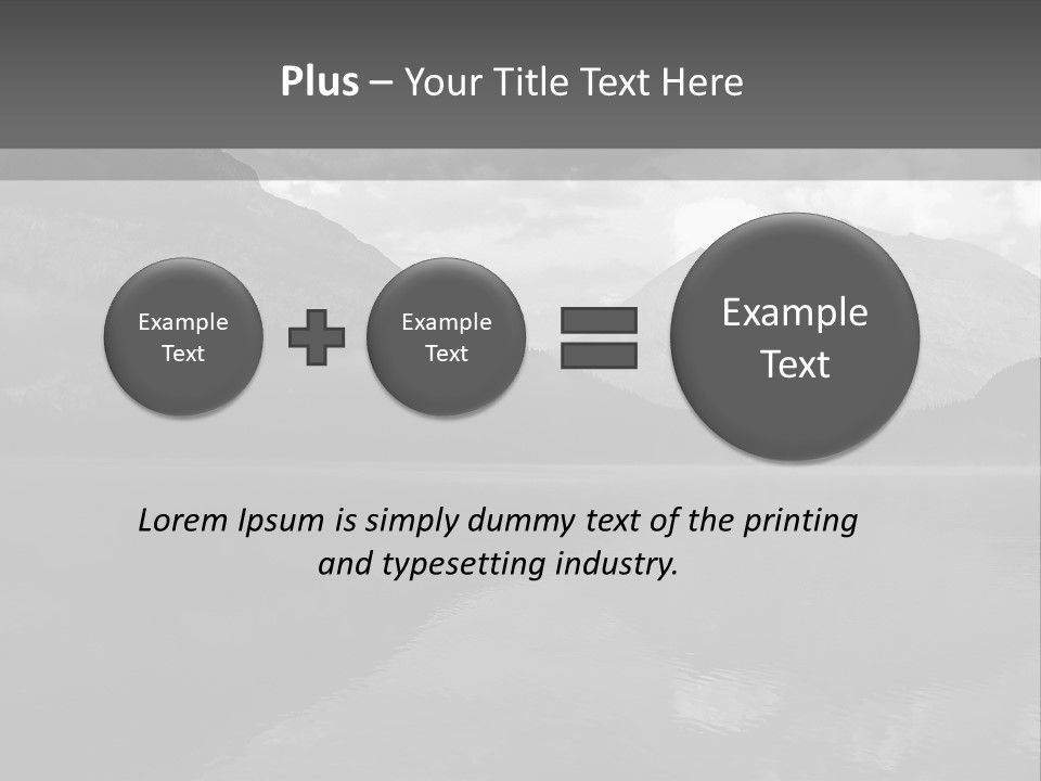 A Black And White Photo Of A Lake With Mountains In The Background PowerPoint Template
