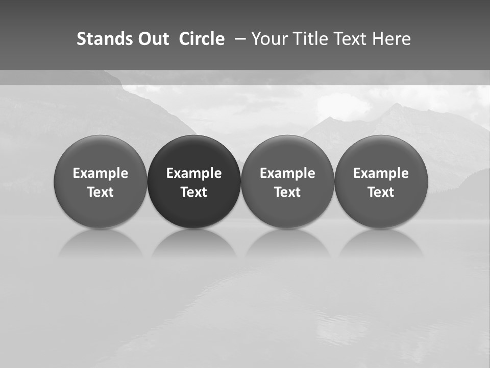 A Black And White Photo Of A Lake With Mountains In The Background PowerPoint Template