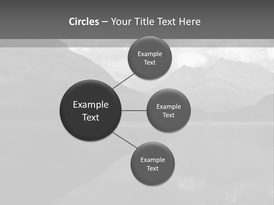 A Black And White Photo Of A Lake With Mountains In The Background PowerPoint Template