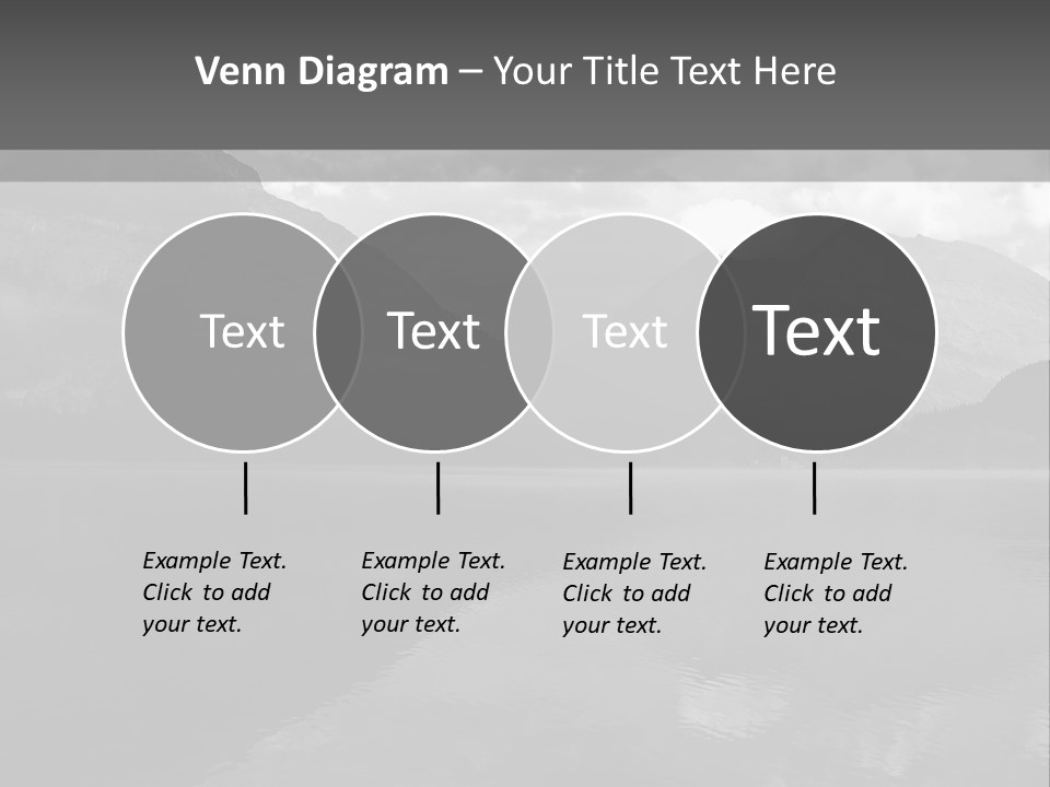 A Black And White Photo Of A Lake With Mountains In The Background PowerPoint Template