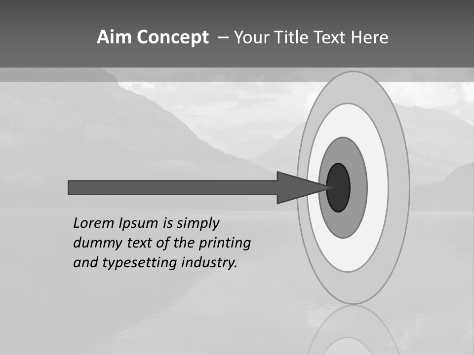 A Black And White Photo Of A Lake With Mountains In The Background PowerPoint Template