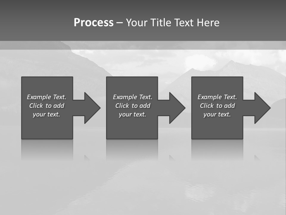 A Black And White Photo Of A Lake With Mountains In The Background PowerPoint Template
