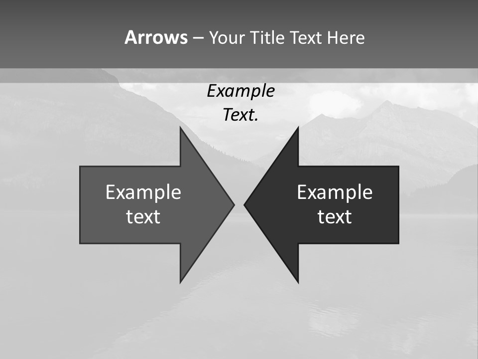 A Black And White Photo Of A Lake With Mountains In The Background PowerPoint Template