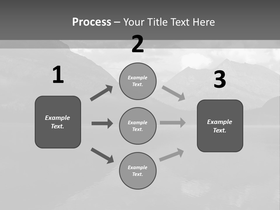 A Black And White Photo Of A Lake With Mountains In The Background PowerPoint Template
