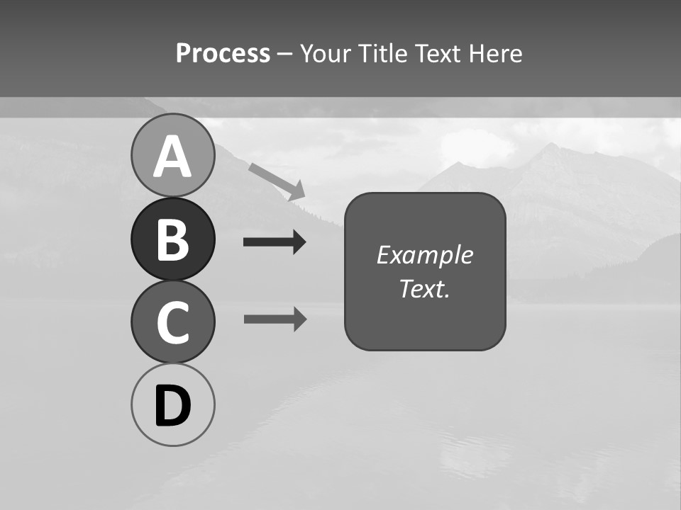 A Black And White Photo Of A Lake With Mountains In The Background PowerPoint Template